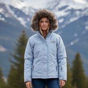 The North Face Greenland 550 Goose Down Parka Jacket Faux Fur Ruff Small